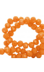 Faceted glass beads 4x3mm disc Oriole orange-pearl shine coating